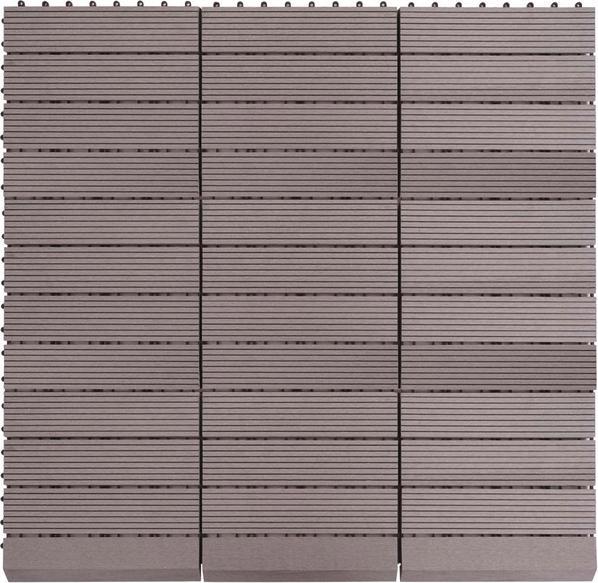 Actual product image Swisshandel24 WPC floor tile Rhone + border, wood look balcony/terrace, 11x each 30x30cm = 1sqm Premium grey li (11 x, 30 x 30 cm)