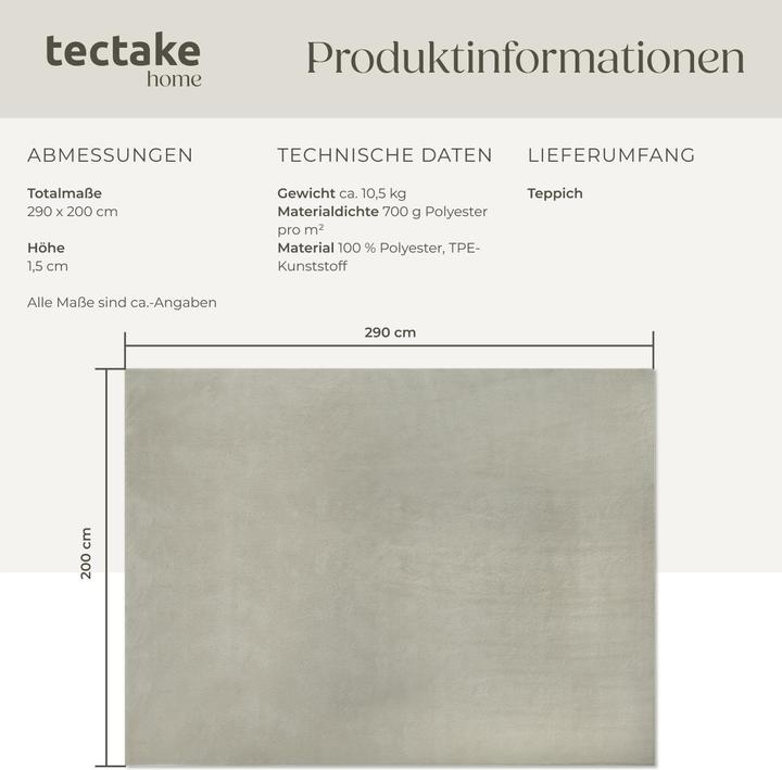 Produktbild tectake Kurzflorteppich Soft Zone (200 x 290 cm)