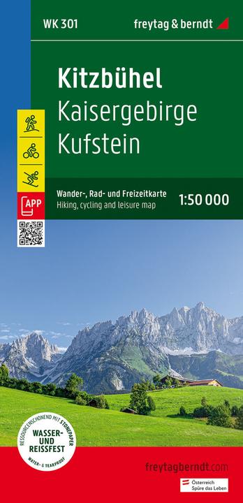 Produktbild Kitzbühel, Wander-, Rad- und Freizeitkarte 1:50.000, freytag & berndt, WK 301 (freytag & berndt, Italienisch, Englisch, Deutsch)