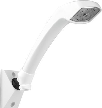 Actual product image Damixa Perlespray white hand shower with wall flange, ball joint, elbow and 1/2" tap