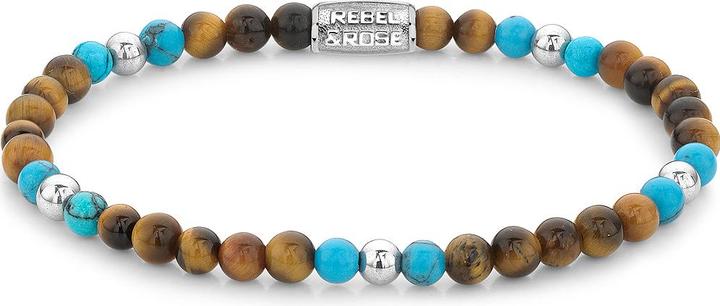 Immagine prodotto Rebel & Rose Bracciale Mix Turchese Tigrato RR-40109-S-M Donna (17.50 cm, Occhio di tigre, Acciaio inossidabile, Turchese)