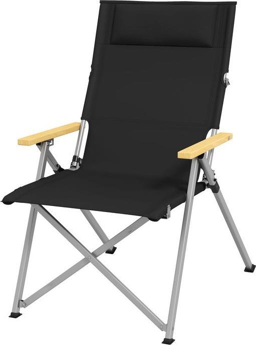 Actual product image Swisshandel24 Campingstuhl faltbar, 4-fach verstellbare Rückenlehne, Kopfstütze, Schwarz