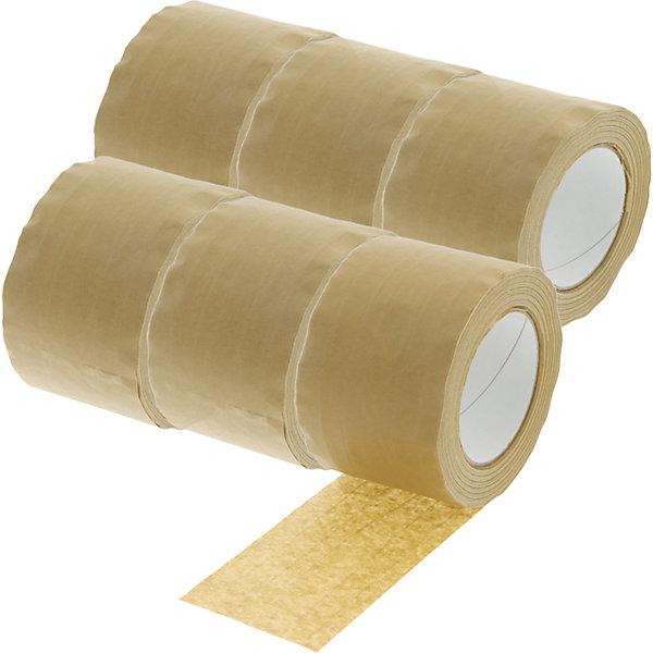 Actual product image kaiserkraft E-Commerce packaging tape, with natural fibres, terra, 5 fibres, pack of 6 x 50 (75 mm)