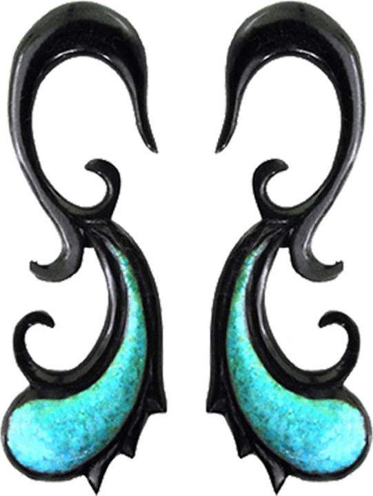 Actual product image Star Piercing Ear Weight Spiral Shaft with Turquoise Stone from Horn (2pcs) (Mineral, without brass, Organic)