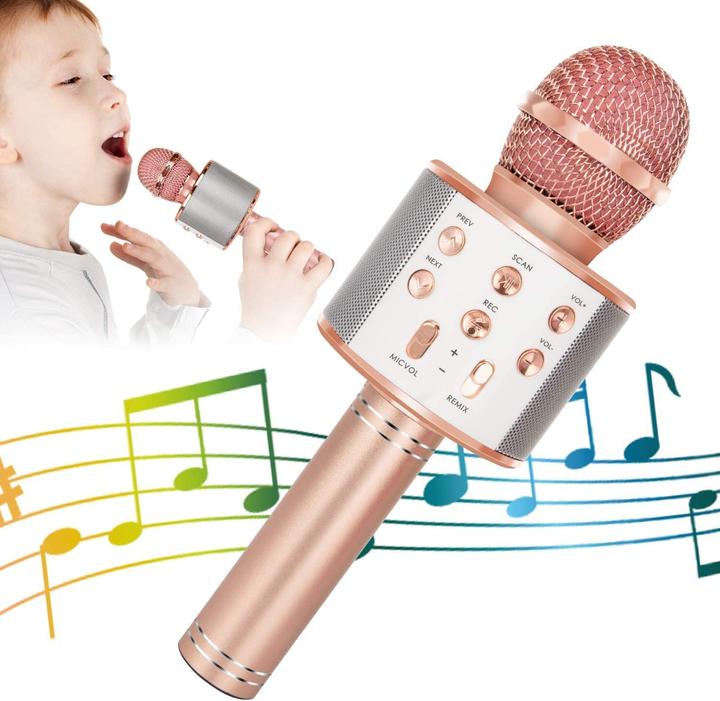 Produktbild Esmée Karaoke-Mikrofon mit Bluetooth, AUX & Lautsprecher – Roségold (iOS/Android)