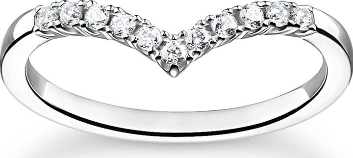Thomas Sabo Ring V Form mit Weissen Steinen Silber