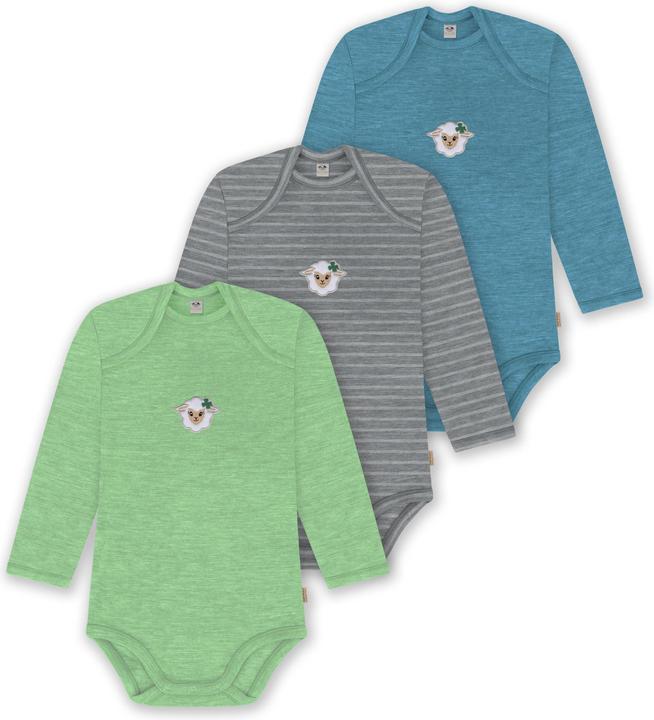 Normani 3er Pack Baby Merino Body Langarm „Auckland" - 9383