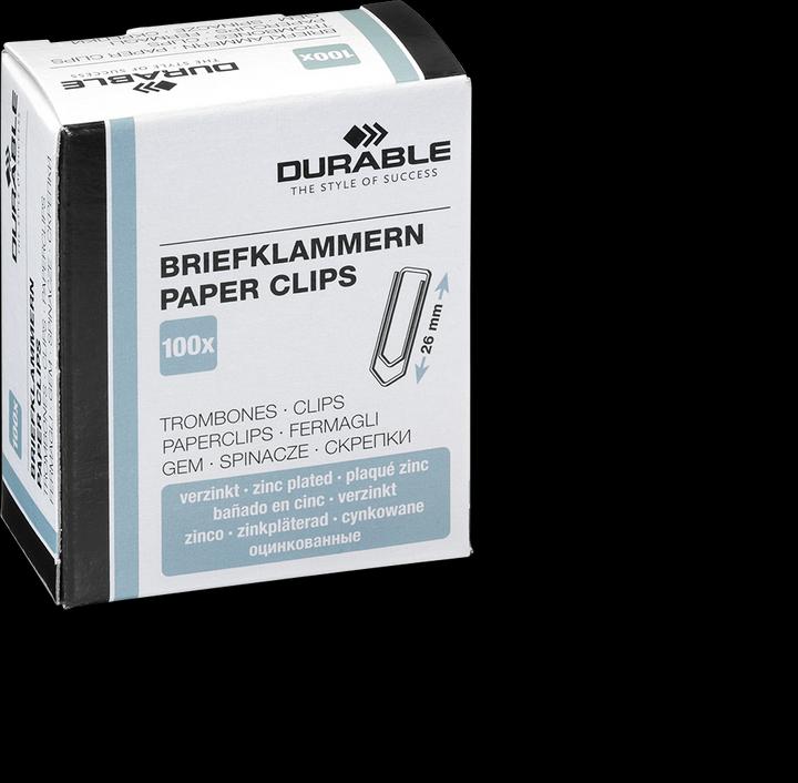 Durable Büroklammern, verzinkt, 26 mm Inhalt: 100 Stück in Faltschachtel (1206-25) (100 x)