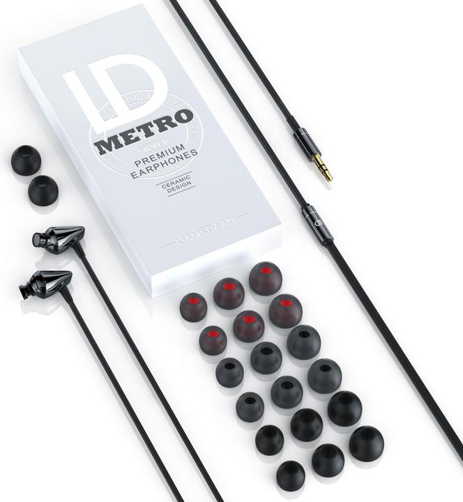 Actual product image Liam & Daan In-Ear Headphones, High End InEar "Metro" Ceramic Housing / 8mm Driver / Aramid Cable (No noise cancelling, Cable)