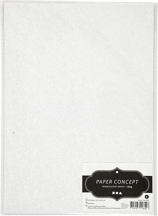 Produktbild Creativ Company Perlmuttpapier A4, weisses Perlmutt, 120 Gramm, 10 Blatt (120 g/m², 10 x)