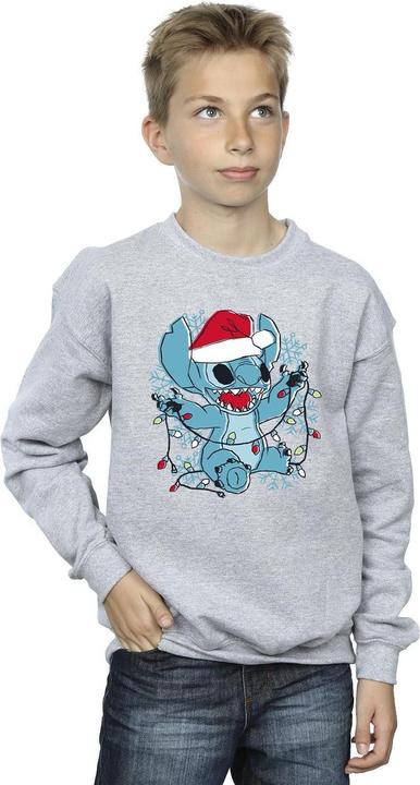 Actual product image Disney Boys Lilo And Stitch Christmas Lights Sketch Sweatshirt (152, 158)