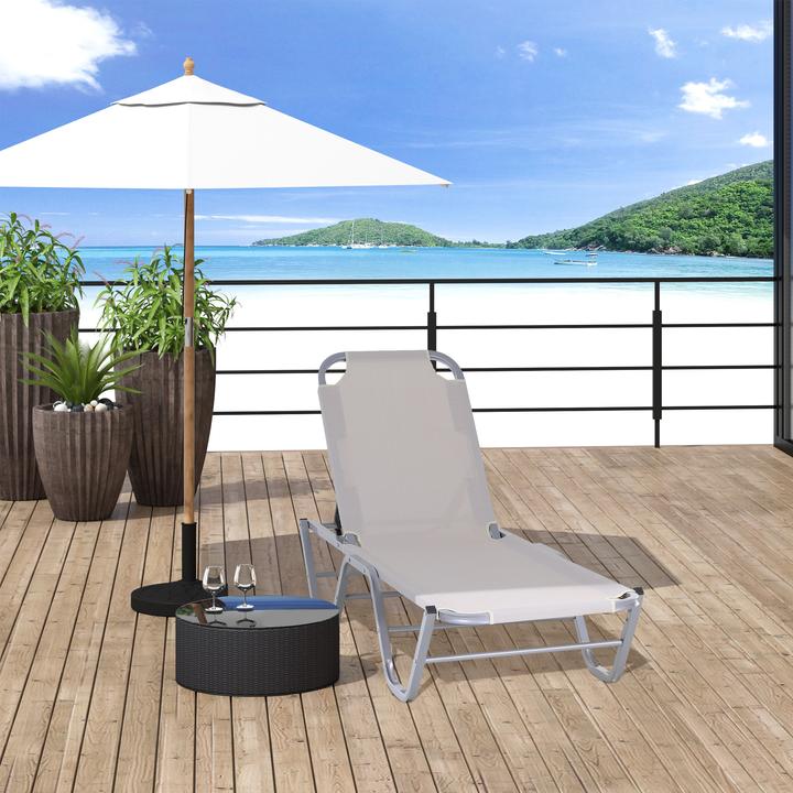 Immagine prodotto Outsunny Lettino prendisole con schienale regolabile (188 cm)
