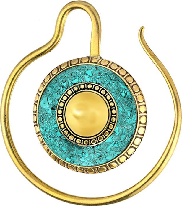 Actual product image Star Piercing Ohrgewicht Ring vergoldet Medallion mit Türkis Stein Ring (Brass, Mineral)