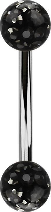 Produktbild Star Piercing Banane silber mit zwei Kristallkugeln schwarz Epoxy Schutzschicht (ohne Messing, Titan G23)