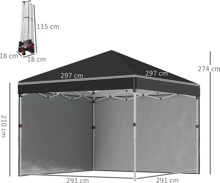 Actual product image Outsunny Faltpavillon mit Zubehör (297 cm, 297 cm)