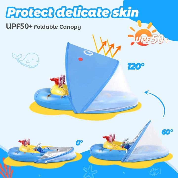 Image du produit Activity Board Bouée bébé avec toit solaire UPF50+ & jouets, aide à la natation bébé pour la piscine, jeune enfant
