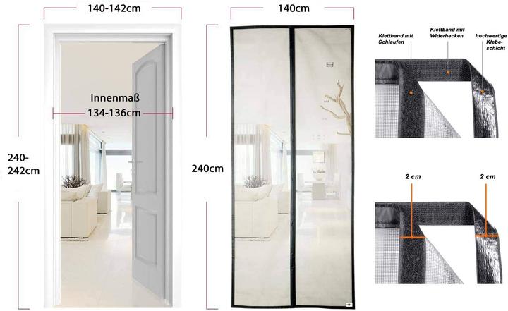 Image du produit Door easy Moustiquaire de porte 140x240cm (140 x 240 cm)