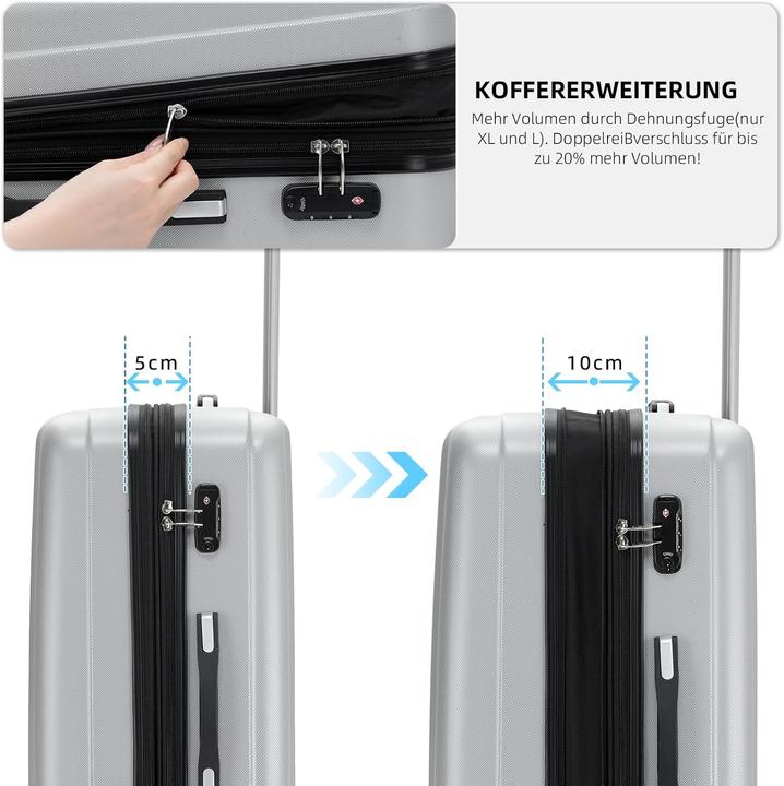 Image du produit Beibye 3-teiliges Reisekofferset 2080 (Bagage à main (jusqu'à 50l), M (50 - 90l), L (90 - 115l))