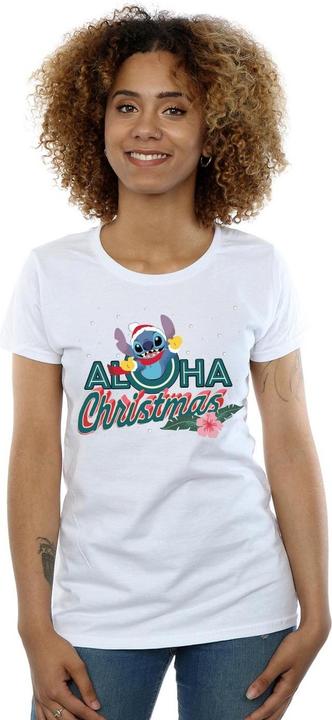 Actual product image Disney Womens/Ladies Lilo And Stitch Aloha Christmas Cotton T-Shirt (XXL)