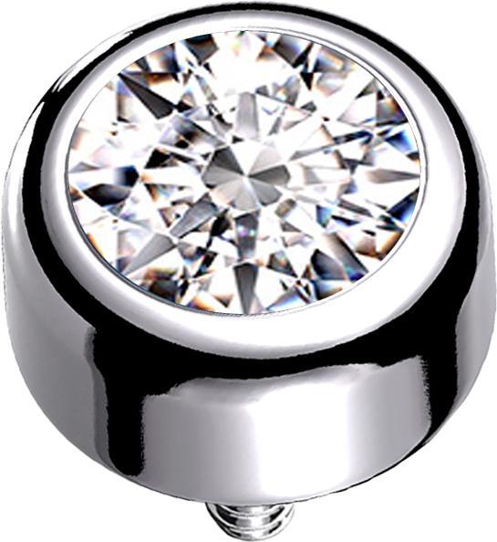 Image du produit Star Piercing Dermal Anchor cylindre argenté avec cristal argenté (sans laiton, Titane G23)