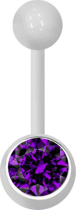 Produktbild Star Piercing Banane weiss mit Kugel und Kugel Kristall violett (Acryl, ohne Messing)