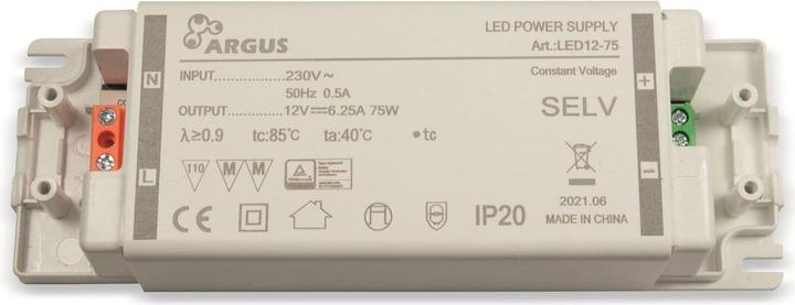 Actual product image Intertech LED Driver LED 12-75 12V output voltage 75W power
