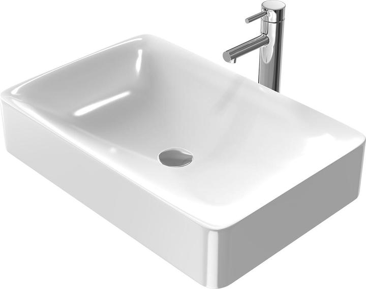 Image du produit Emke Lavabo à poser, Céramique, Blanc Brillant, sans trou pour robinet, 595x395x120mm (395 mm, 595 mm)