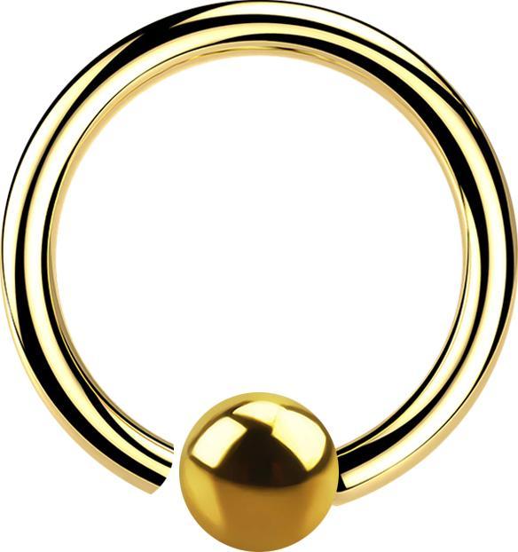 Image du produit Star Piercing Anneau Micro Closure plaqué or avec boule fixée d'un côté (Acier chirurgical 316L)