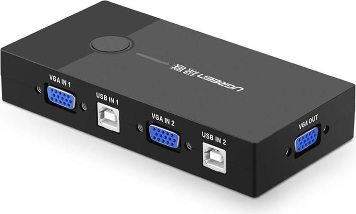 Actual product image Ugreen 30357 KVM Switch Box 2-port VGA Video Adapter 2 in 1 (black)