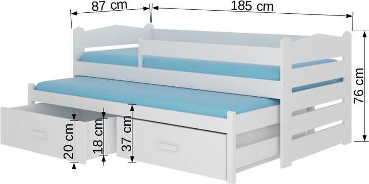 Actual product image ADRK Furniture Double Bed with Railing and Mattresses TIARRO 180x80 (180 x 80 cm)