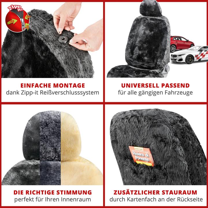 Actual product image Walser Maya lambskin car seat cover, single seat car cover, lambskin cover black