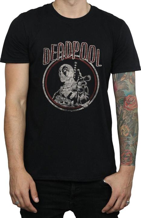 Actual product image Mens Deadpool Vintage Circle T-Shirt (S)