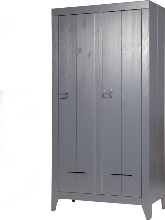 Productafbeelding Woood Kledingkast Kluis 2 deuren grenen staalgrijs (FSC) (190 x 95 x 44 cm)