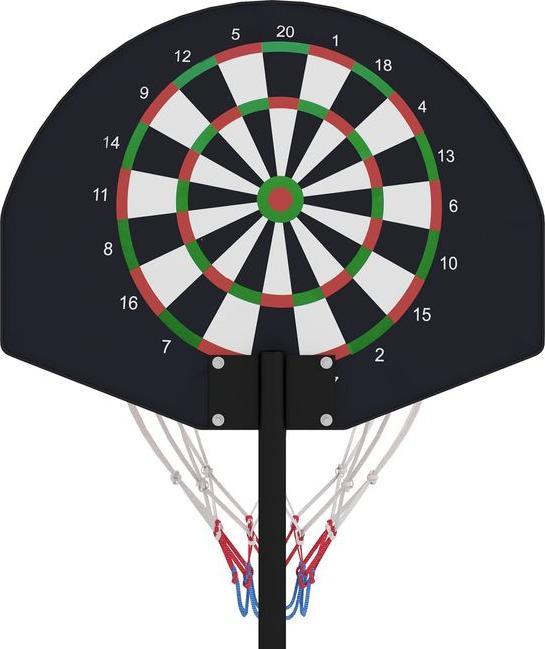 Image du produit Swisshandel24 Panier de basket-ball, support réglable en hauteur, cible de fléchettes magnétique 129-179cm