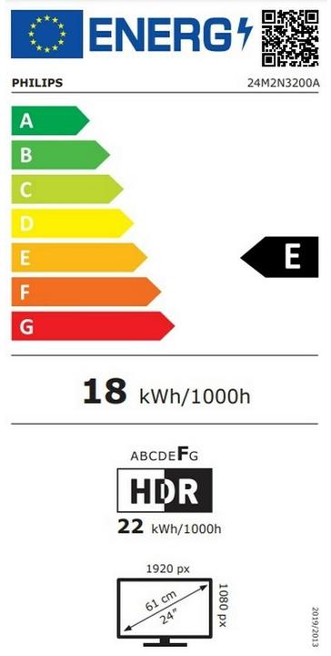 Energie-Label Philips MMD 2N3200A/00, IPS Monitor,,, höhenverstellbar, Speakers, 2x HDMI, DisplayPort (1920 x 1080 Pixel, 23.80")