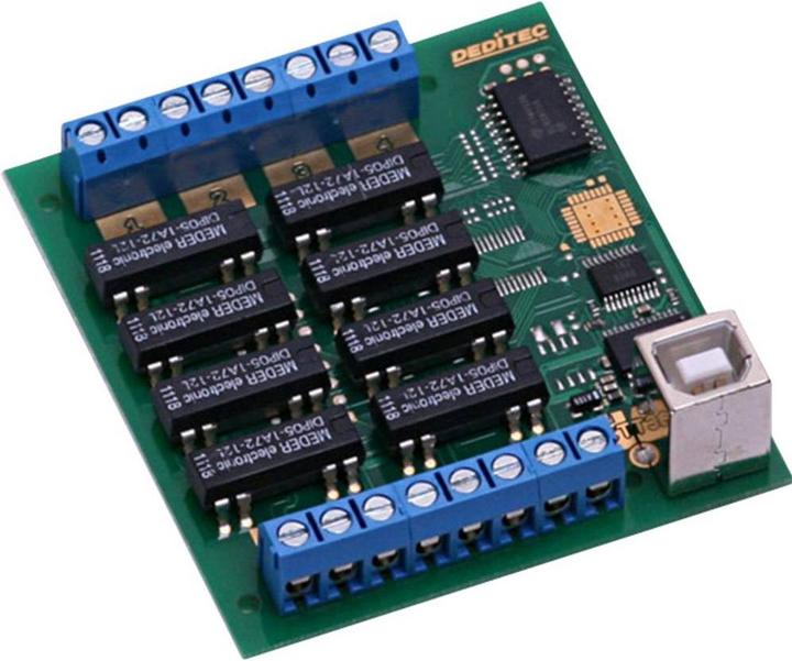 Productafbeelding Deditec Compacte USB-modules Digitale uitgangen 8 relais Montagetype Schroefbaar Interface(s) USB