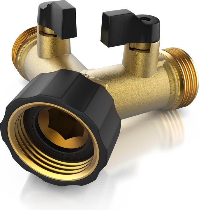Produktbild Brandson Wasserventil 2 Wege, Y-Verteiler für 3/4 Zoll Wasserhahn, Splitter, Garten Verteileranschluss (2 Wege Verteiler, 19.05 mm)