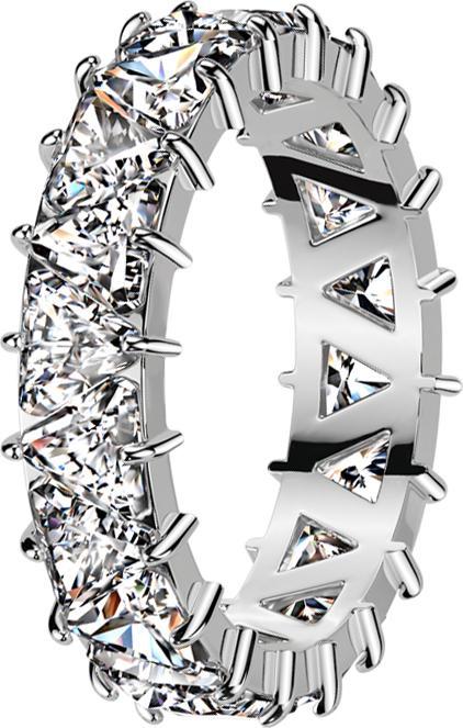 Star Piercing Ring silber dreieckige Kristalle silber (Chirurgenstahl 316L, ohne Messing)