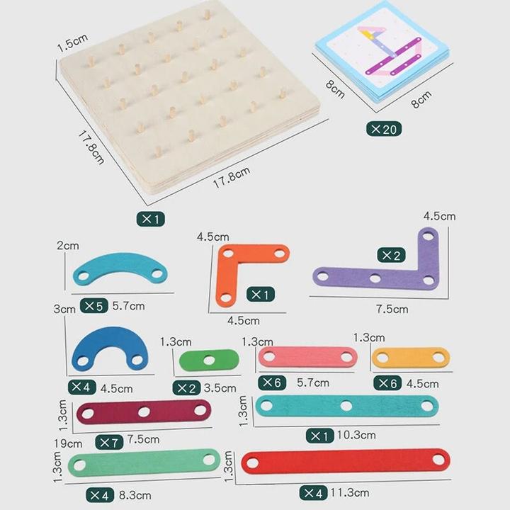 Actual product image Activity Board Motor skills toy, baby creative toy, graphic geometric pegboard, puzzle with cards for children