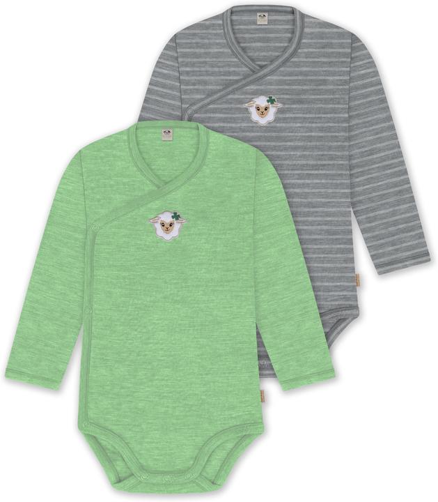 Normani 2er Pack Bio Baby-Body Langarm Wickelbody aus Merinowolle für Junge und Mädchen - 9353