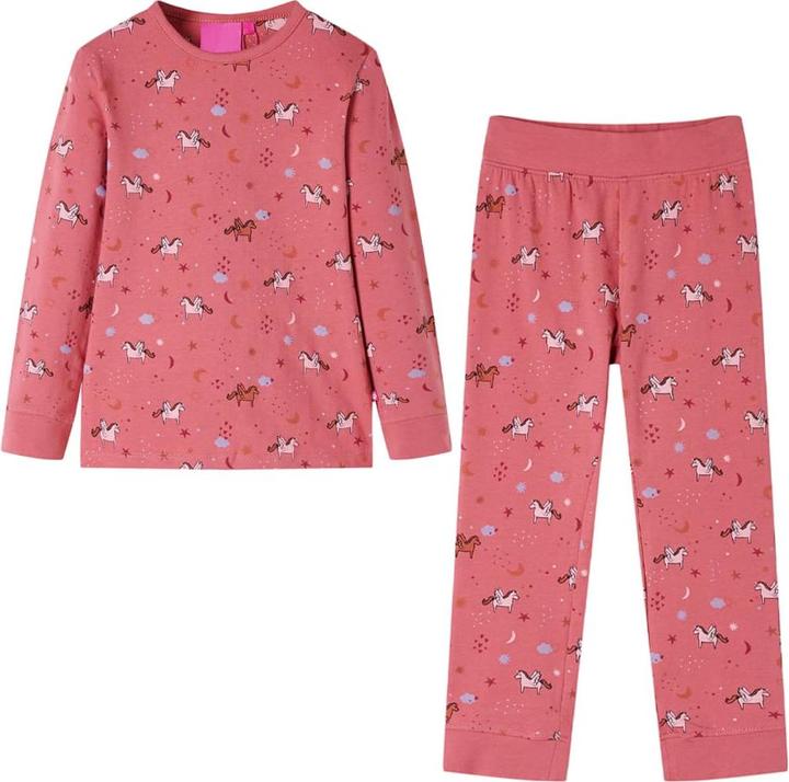 VidaXL Kinderpyjama mit Langen Ärmeln Altrosa 128,Material: 95 (128)