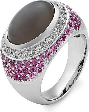 Produktbild Breuning RING - e.Mondstein Silver Moon/Brill. 0,45 Ct. tw/ (51, 750/18 K Gold)