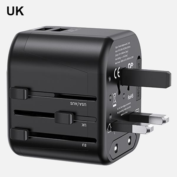 Actual product image Usams Ład. siec. 2xUSB T55 12W adapter 4w1 US/AU/EU/UK czarny/black CC173TC01 (US-CC173) Univesal Tr