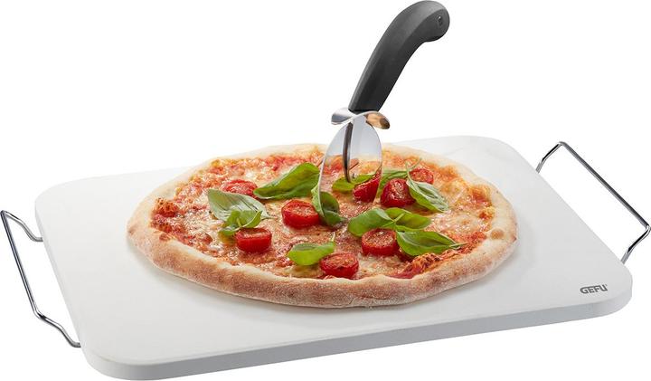 GEFU Set: Pizzastein DARIOSO mit Gestell + Pizzaschneid