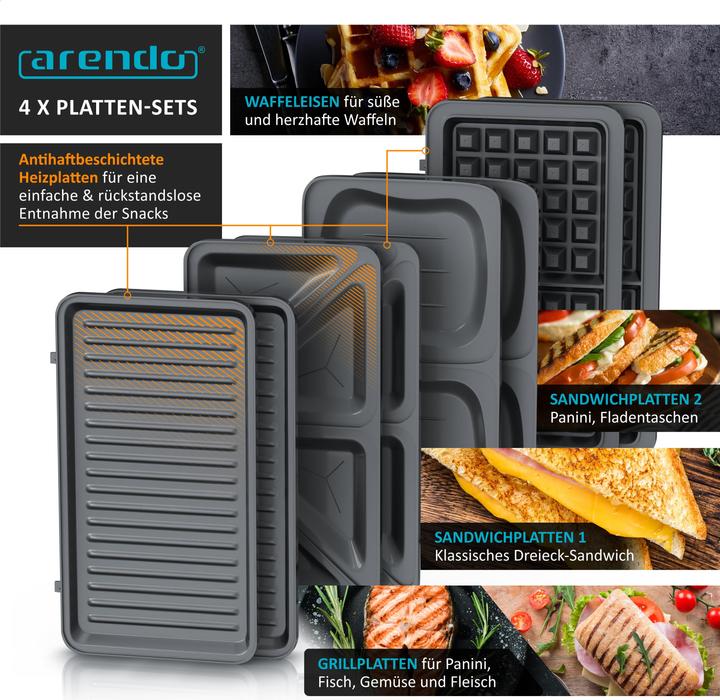 Actual product image Arendo 3-in-1 sandwich maker