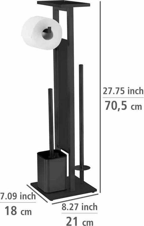 Image du produit Wenko Garniture de WC sur pied Mod. Debar avec tablette Noir en acier inoxydable
