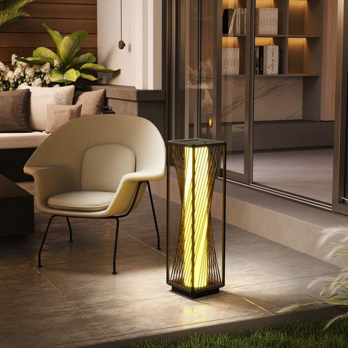 Actual product image Swisshandel24 Stehlampe Rattan mit Lichtsensor Solarlampen Boho-Stil IP44 (15 lm, IP44)