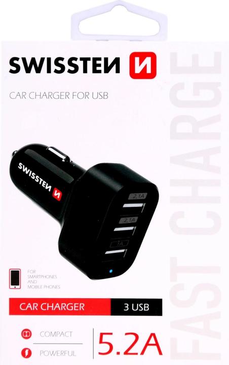 Actual product image Swissten USB Car Charger with 3x USB 5.2A Power