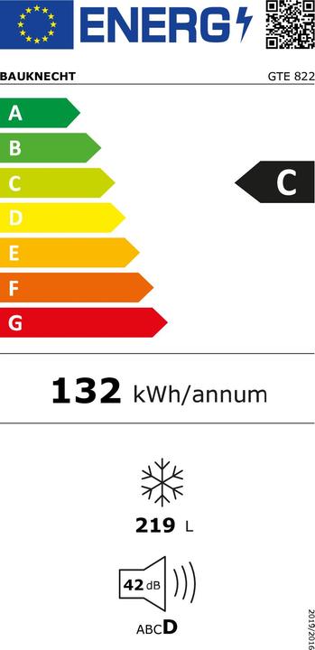 Etichetta energetica Bauknecht GTE 822 diepvriezer Borst Vrijstaand 219 l C Wit (Struttura autonoma, 219 l)