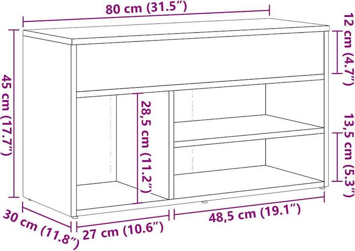 Image du produit VidaXL Schuhbank -Optik (80 x 30 x 45 cm)